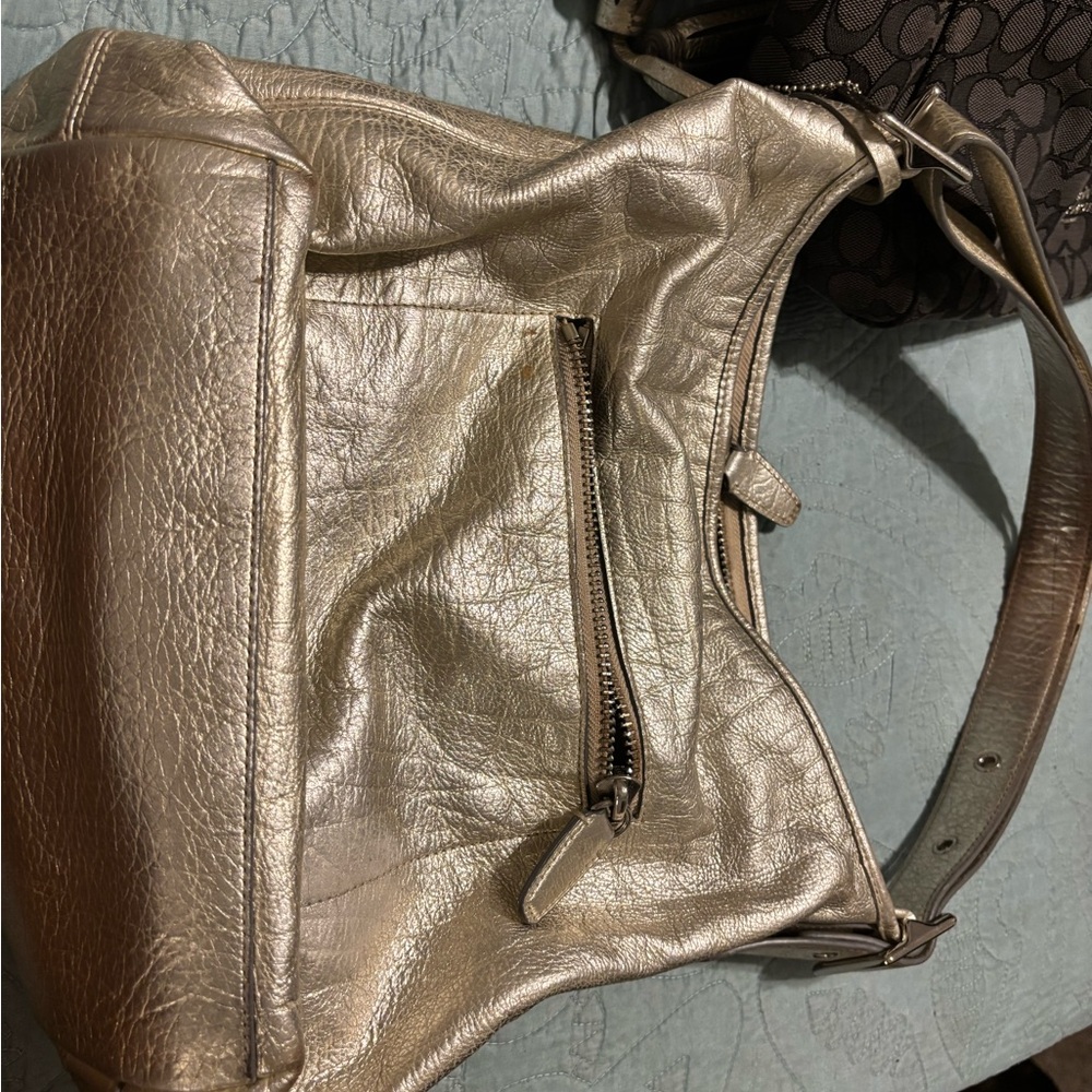 Coach Metallic Silver Shoulder Bag